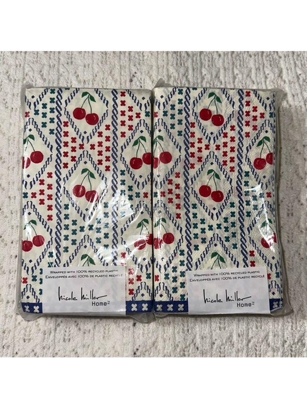 nicole miller 40 x 2pk Guest Paper Towel Napkins Cherry Print